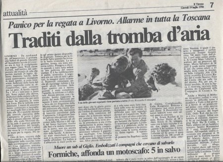Articolo per la regata a Livorno 1990.