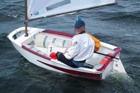 Max Salminen som 12-åring i sin Optimistjolle SWE 3781 på BLR-regatta i Lomma 2001-08-06